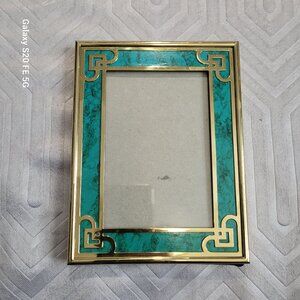 Vintage Gold & GREEN colored Metal Picture Frame